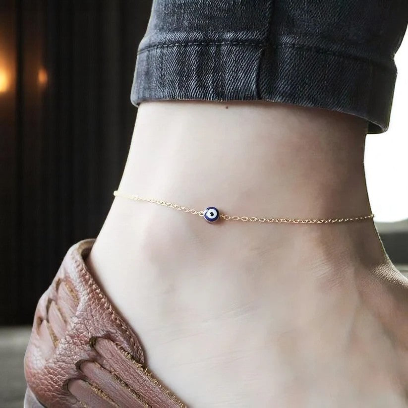 Evil Eye Anklet 925 Sterling Silver