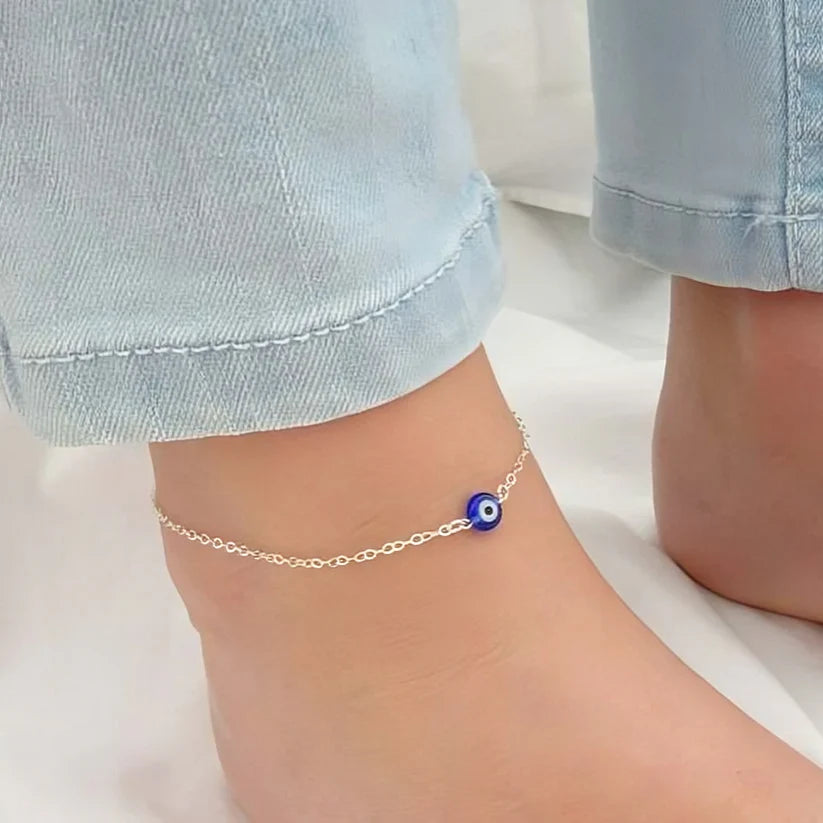 Evil Eye Anklet 925 Sterling Silver
