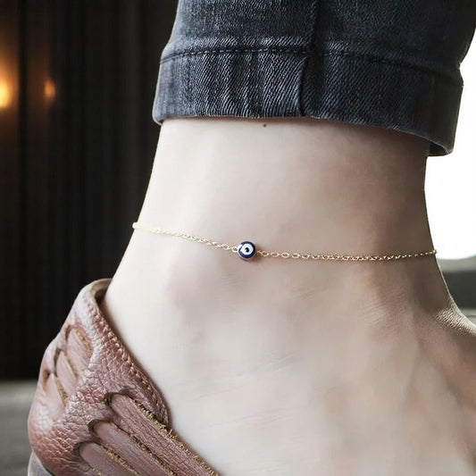 Evil Eye Anklet 925 Sterling Silver